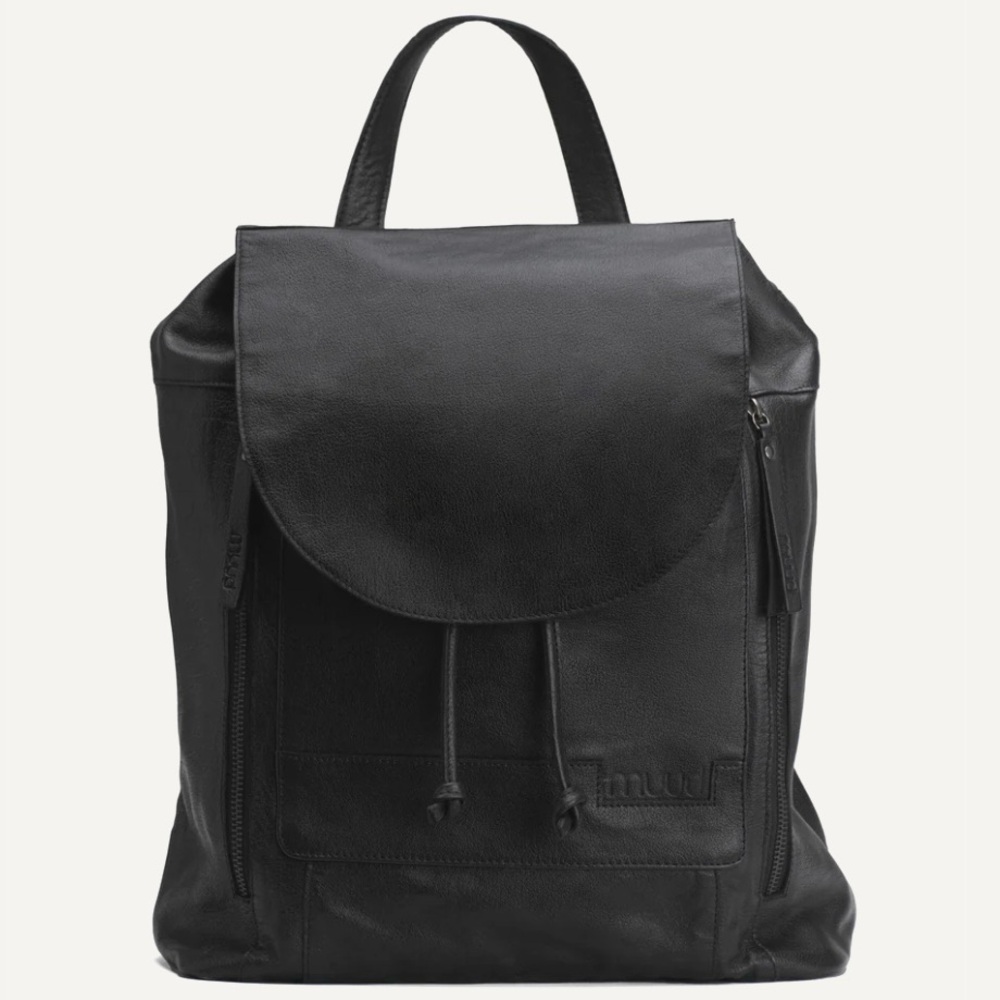 Muud Black Gimo Leather Backpack BNWT - Picture 2 of 13